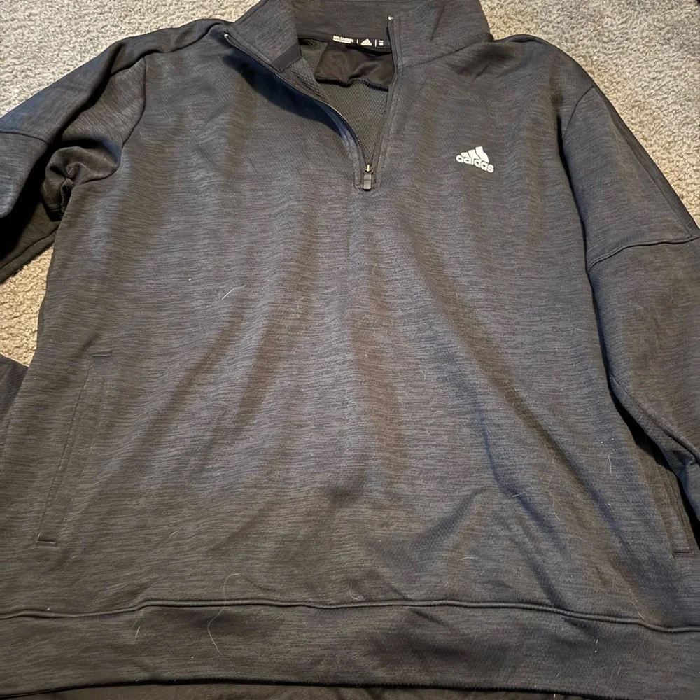 Adidas Men's Dark Gray Zip-Up Sweater